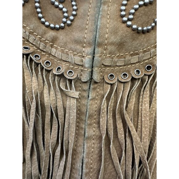 Cripple Creek Black Fringe Leather Suede Western Studded Women's Jacket Rodeo S - Picture 5 of 12